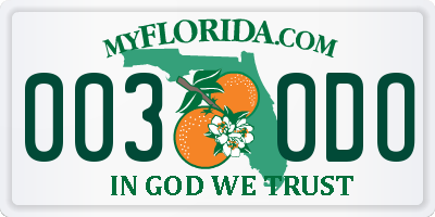 FL license plate 0030DO