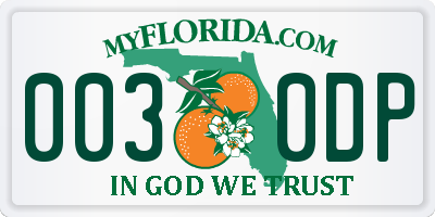 FL license plate 0030DP