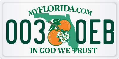 FL license plate 0030EB