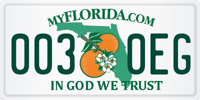 FL license plate 0030EG