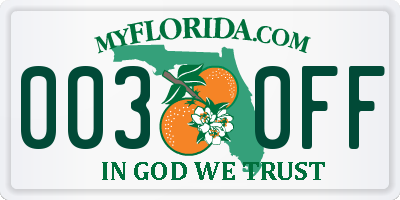 FL license plate 0030FF