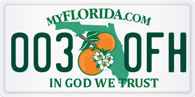 FL license plate 0030FH