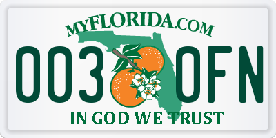 FL license plate 0030FN
