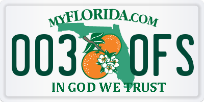 FL license plate 0030FS