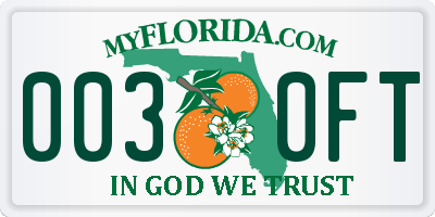 FL license plate 0030FT