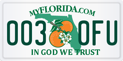 FL license plate 0030FU