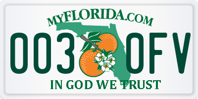 FL license plate 0030FV