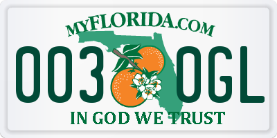 FL license plate 0030GL