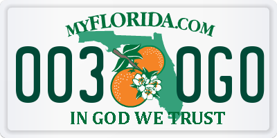 FL license plate 0030GO