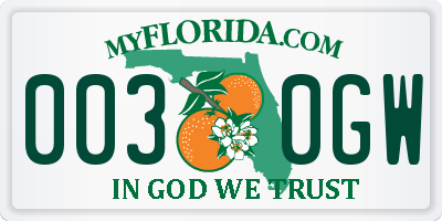 FL license plate 0030GW