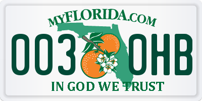 FL license plate 0030HB