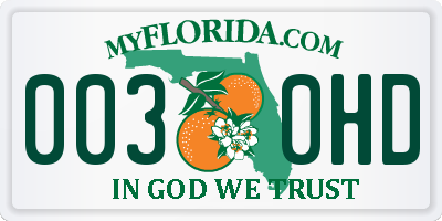 FL license plate 0030HD