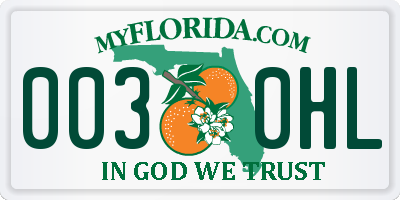 FL license plate 0030HL