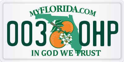 FL license plate 0030HP