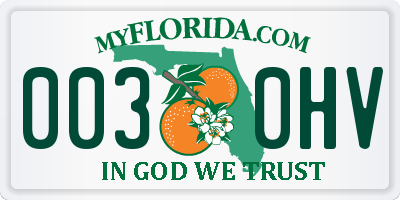 FL license plate 0030HV