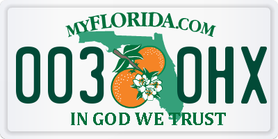 FL license plate 0030HX