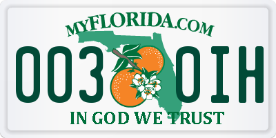 FL license plate 0030IH