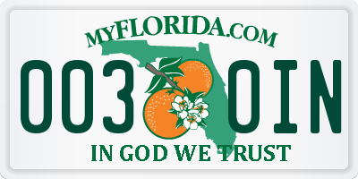 FL license plate 0030IN