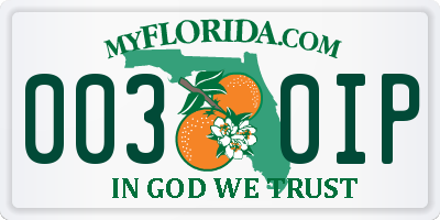 FL license plate 0030IP