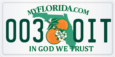 FL license plate 0030IT