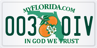 FL license plate 0030IV