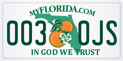 FL license plate 0030JS