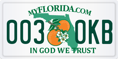 FL license plate 0030KB
