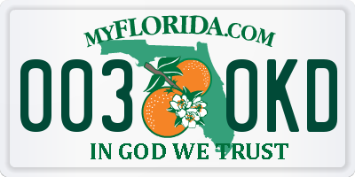 FL license plate 0030KD