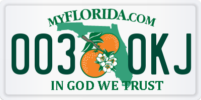 FL license plate 0030KJ