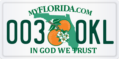FL license plate 0030KL