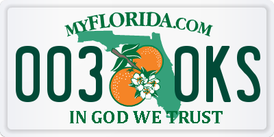 FL license plate 0030KS