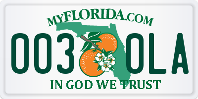 FL license plate 0030LA