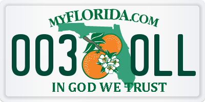 FL license plate 0030LL