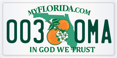 FL license plate 0030MA