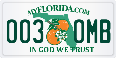 FL license plate 0030MB