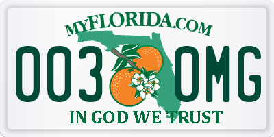 FL license plate 0030MG