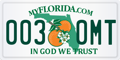 FL license plate 0030MT