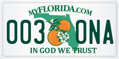 FL license plate 0030NA