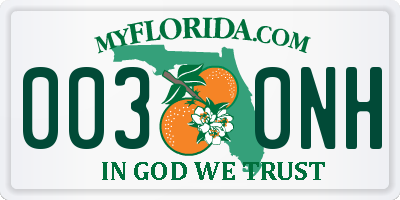 FL license plate 0030NH
