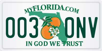 FL license plate 0030NV