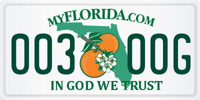 FL license plate 0030OG