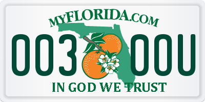 FL license plate 0030OU
