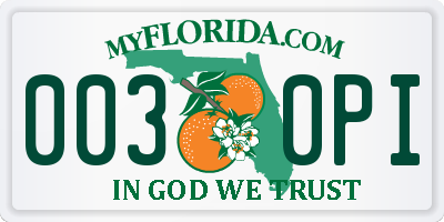 FL license plate 0030PI