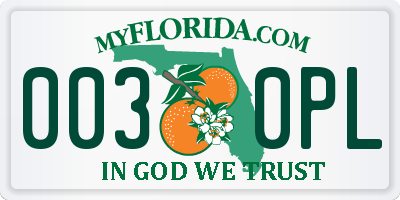 FL license plate 0030PL