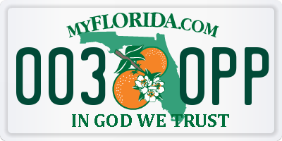 FL license plate 0030PP