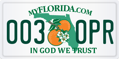 FL license plate 0030PR