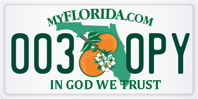 FL license plate 0030PY