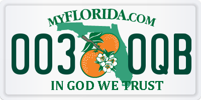 FL license plate 0030QB