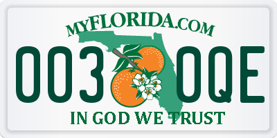 FL license plate 0030QE
