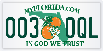 FL license plate 0030QL